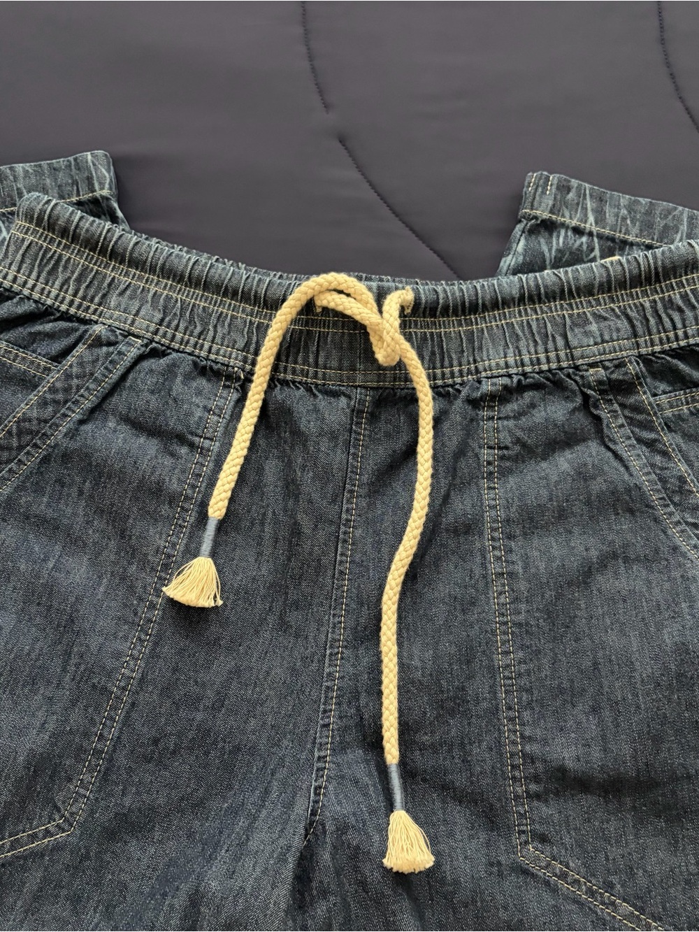 Free People We The Free Easy Peasy Printed Pull-On Jeans in Indigo Combo - Picture 4 of 12
